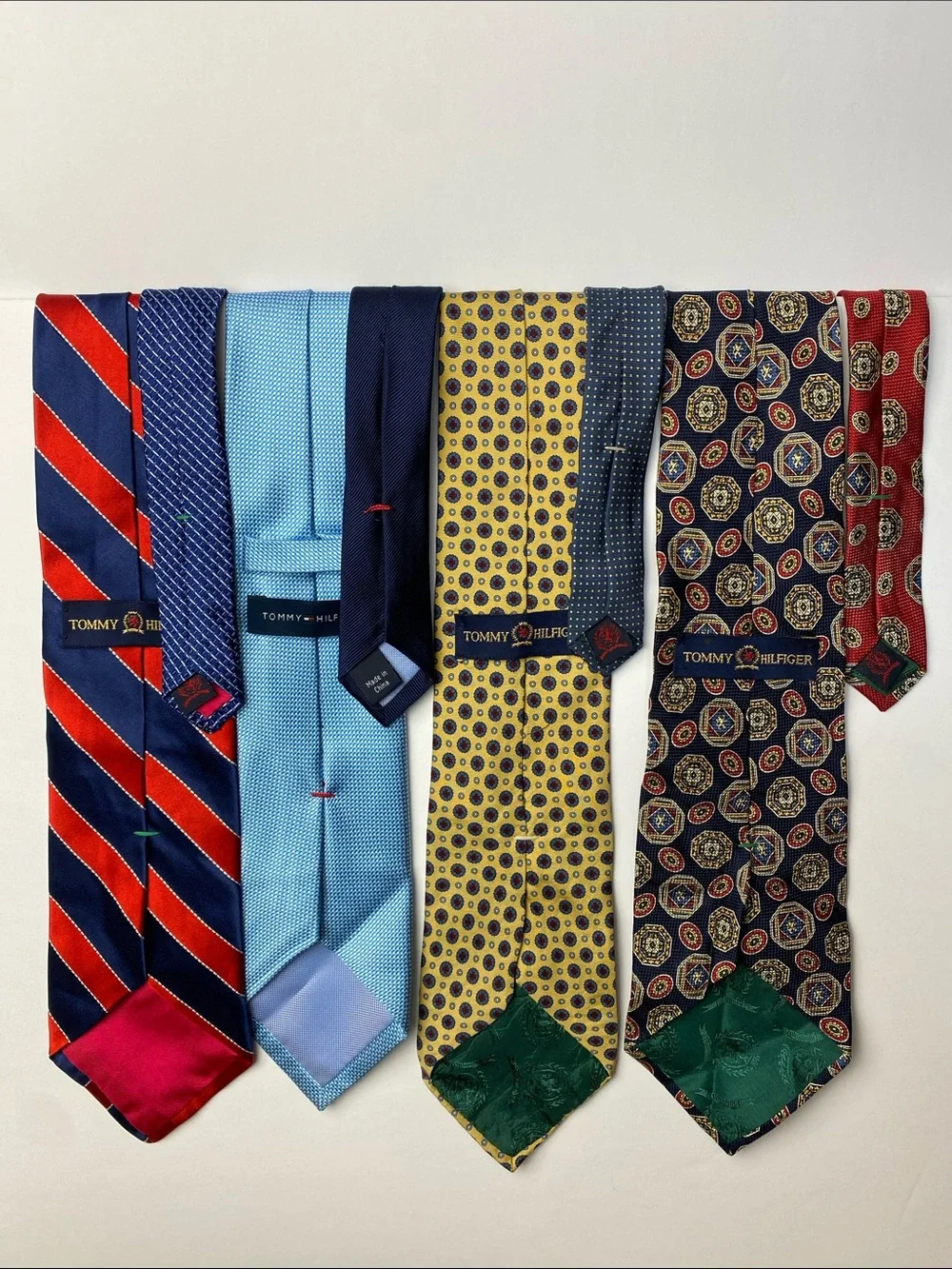 Vintage Tommy Hilfiger Men's Tie Bundle (7) - Blue, Red, Yellow, Maroon
